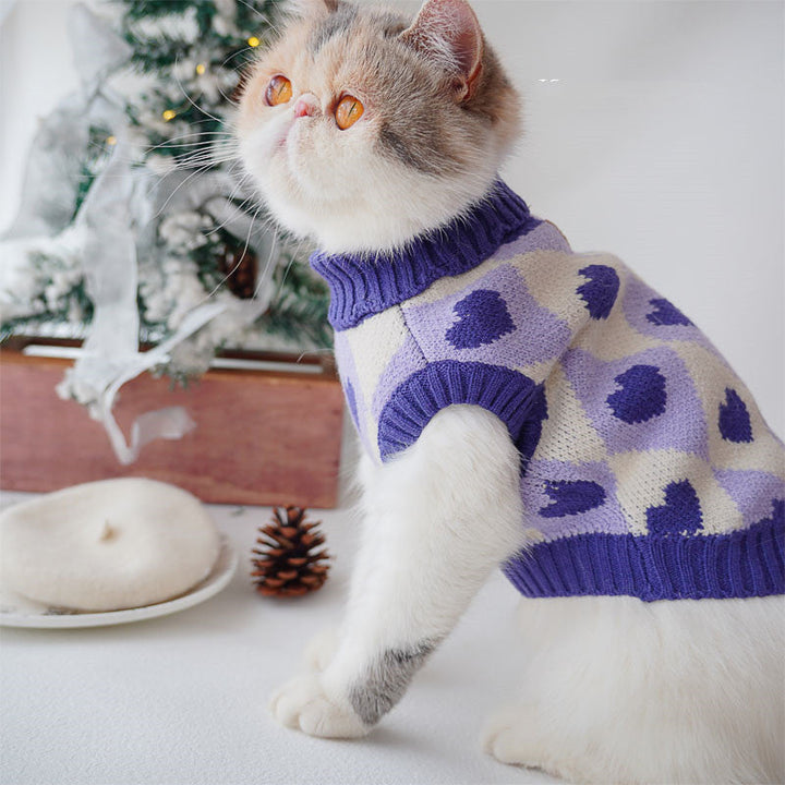 Christmas Rhombus Love Fashion Pet Sweater Clothes