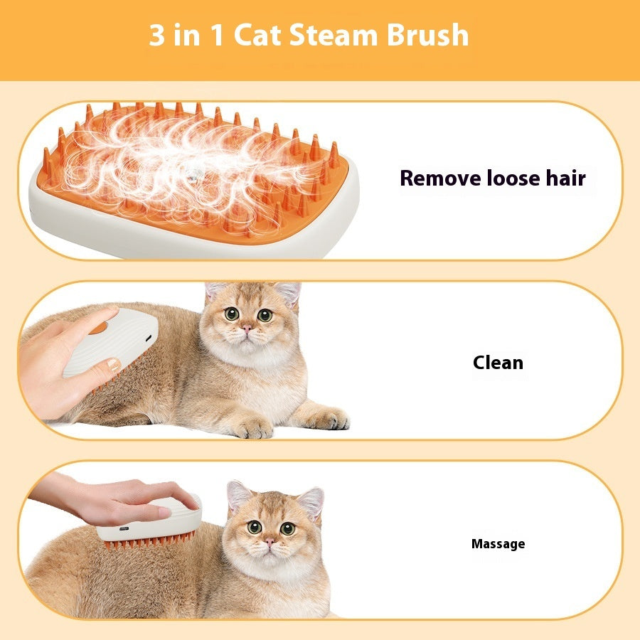 USB Rechargeable Steam Spray Massage Grooming Pet Comb