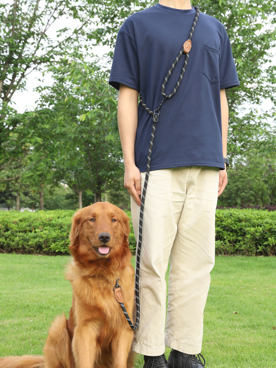 Pet Adjustable Reflective Handheld Rope Leash Multifunctional Harness