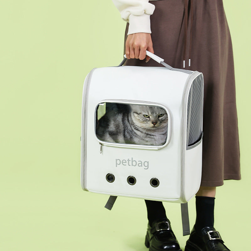 Large Capacity Portable Pet Backpack Transparent Window Travel Bag