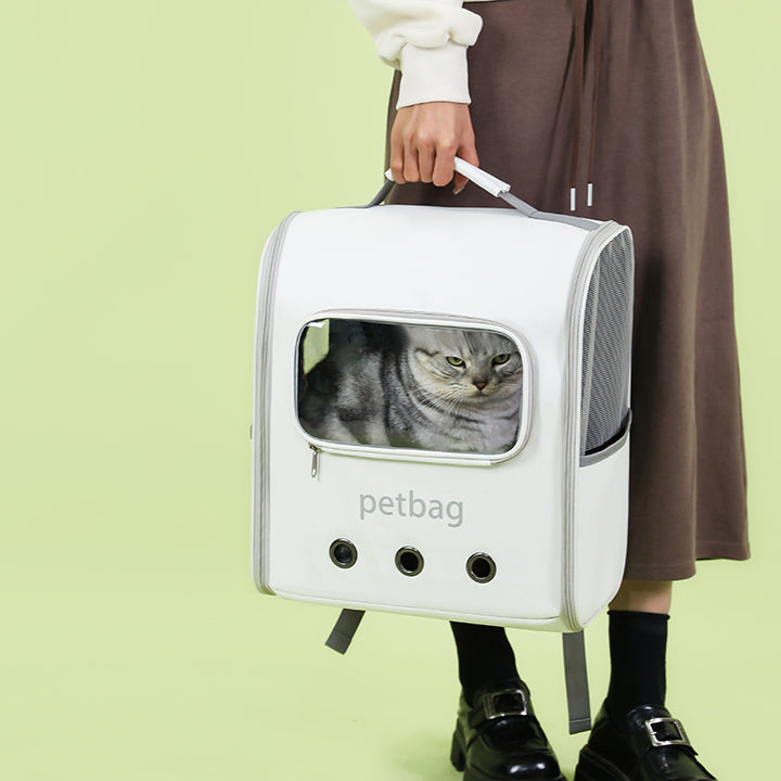 Large Capacity Portable Pet Backpack Transparent Window Travel Bag