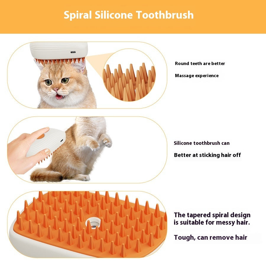 USB Rechargeable Steam Spray Massage Grooming Pet Comb