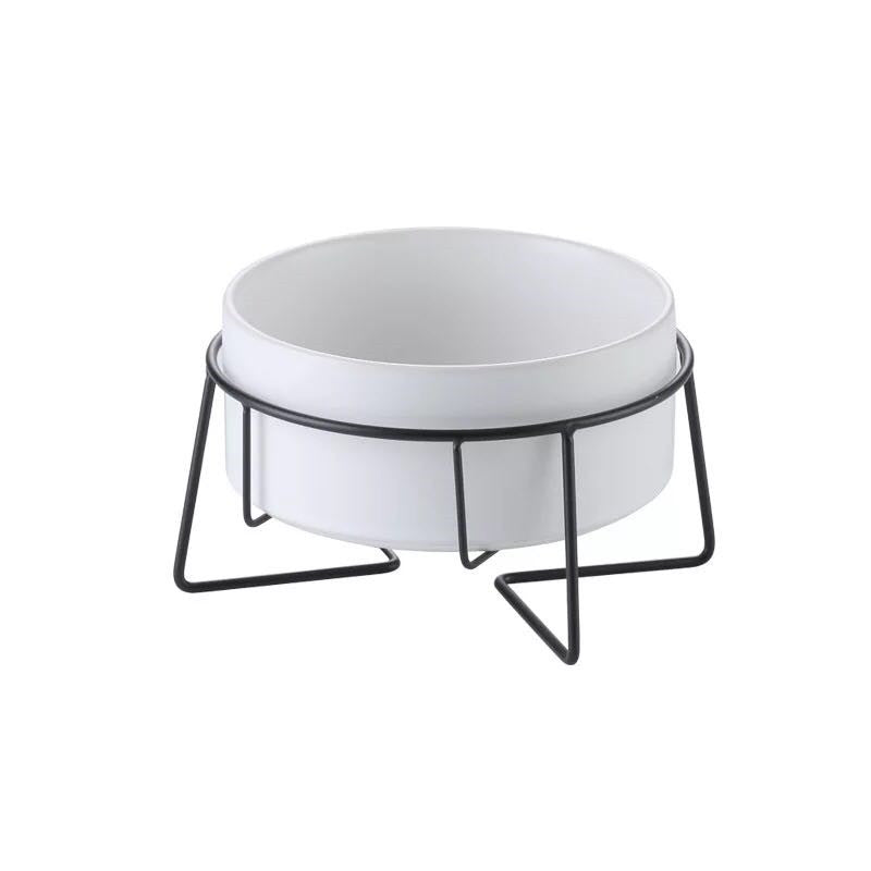 Metal Frame Ceramic Pet Feeding Bowl