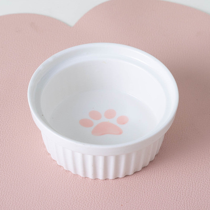 Tall Diagonal Ceramic Double Pet Food And Water Bowl