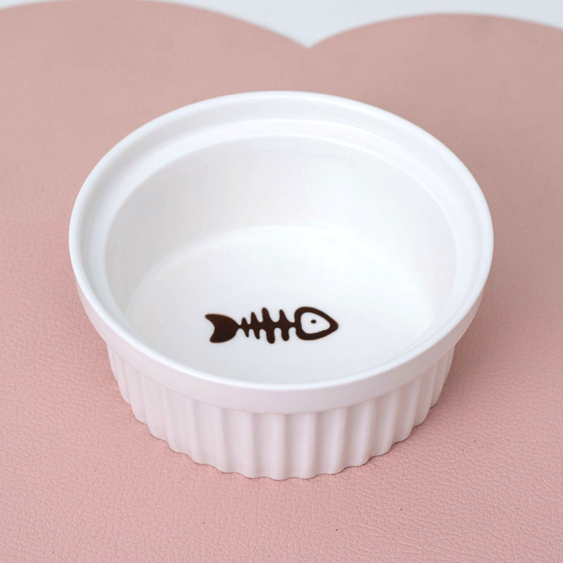 Tall Diagonal Ceramic Double Pet Food And Water Bowl