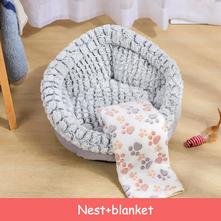 Soft Non Slip Plush Round Pet Sleeping Nest Cushion