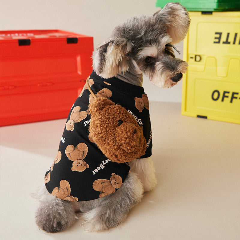 Autumn Winter Plush Velvet Bear Pet Sweater Clothes Backpacks