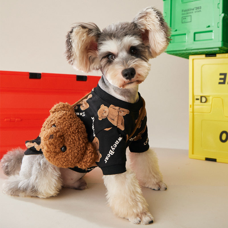 Autumn Winter Plush Velvet Bear Pet Sweater Clothes Backpacks