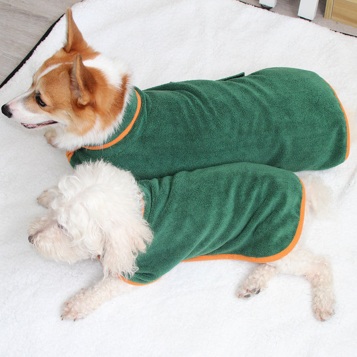 Absorbent Bath Robe Neck Tucked Waist Pet Shirt Clothing
