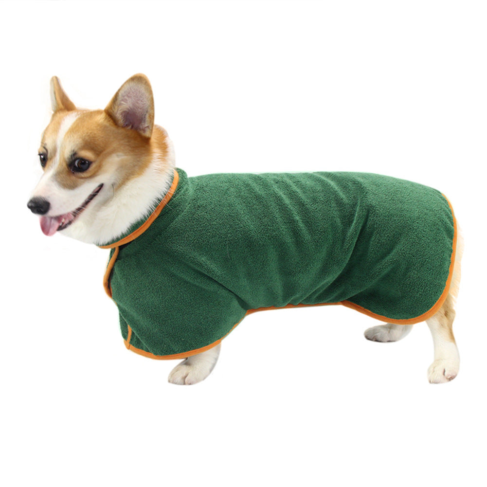 Absorbent Bath Robe Neck Tucked Waist Pet Shirt Clothing