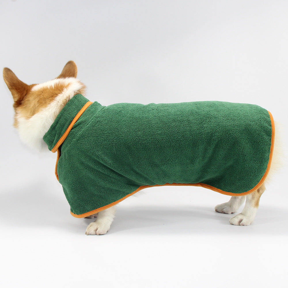 Absorbent Bath Robe Neck Tucked Waist Pet Shirt Clothing