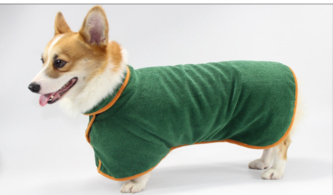 Absorbent Bath Robe Neck Tucked Waist Pet Shirt Clothing