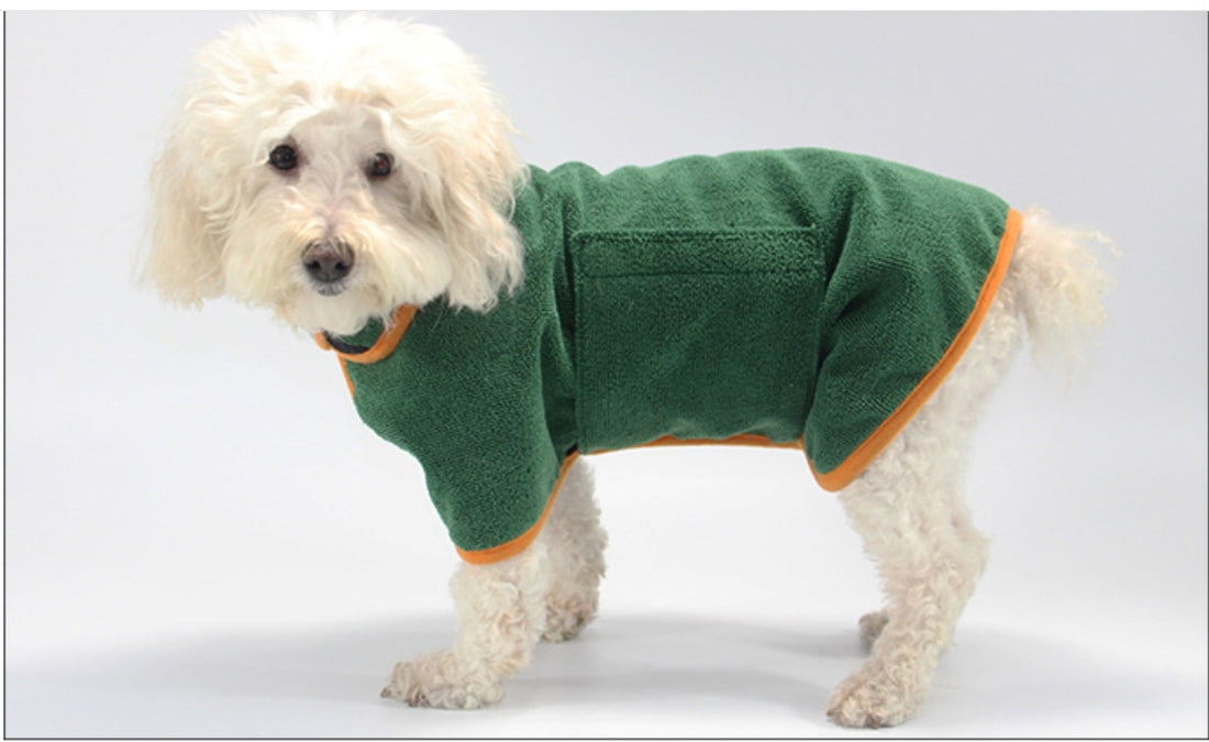 Absorbent Bath Robe Neck Tucked Waist Pet Shirt Clothing