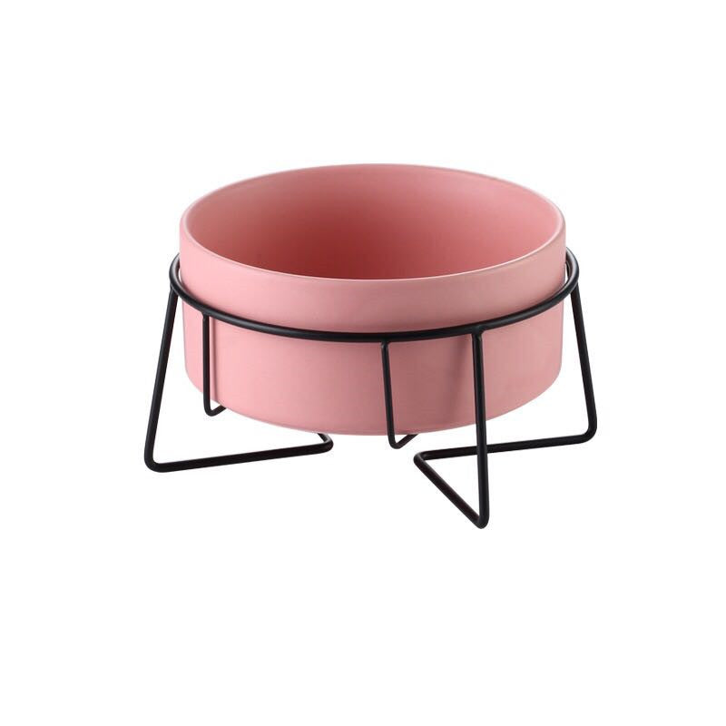 Metal Frame Ceramic Pet Feeding Bowl