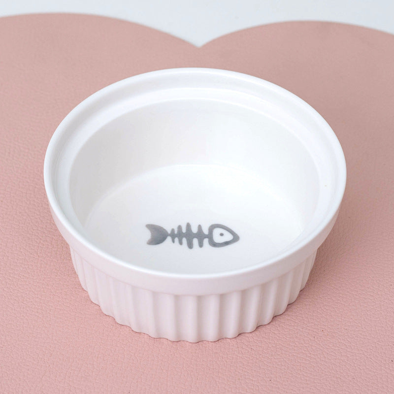Tall Diagonal Ceramic Double Pet Food And Water Bowl