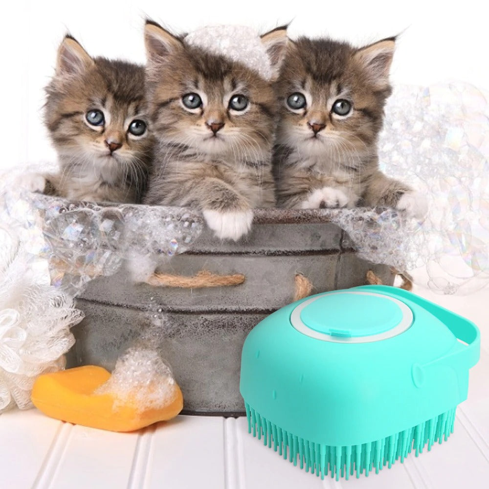 Soft Silicone Bath Massage Grooming Shower Brush Pet Scrubber