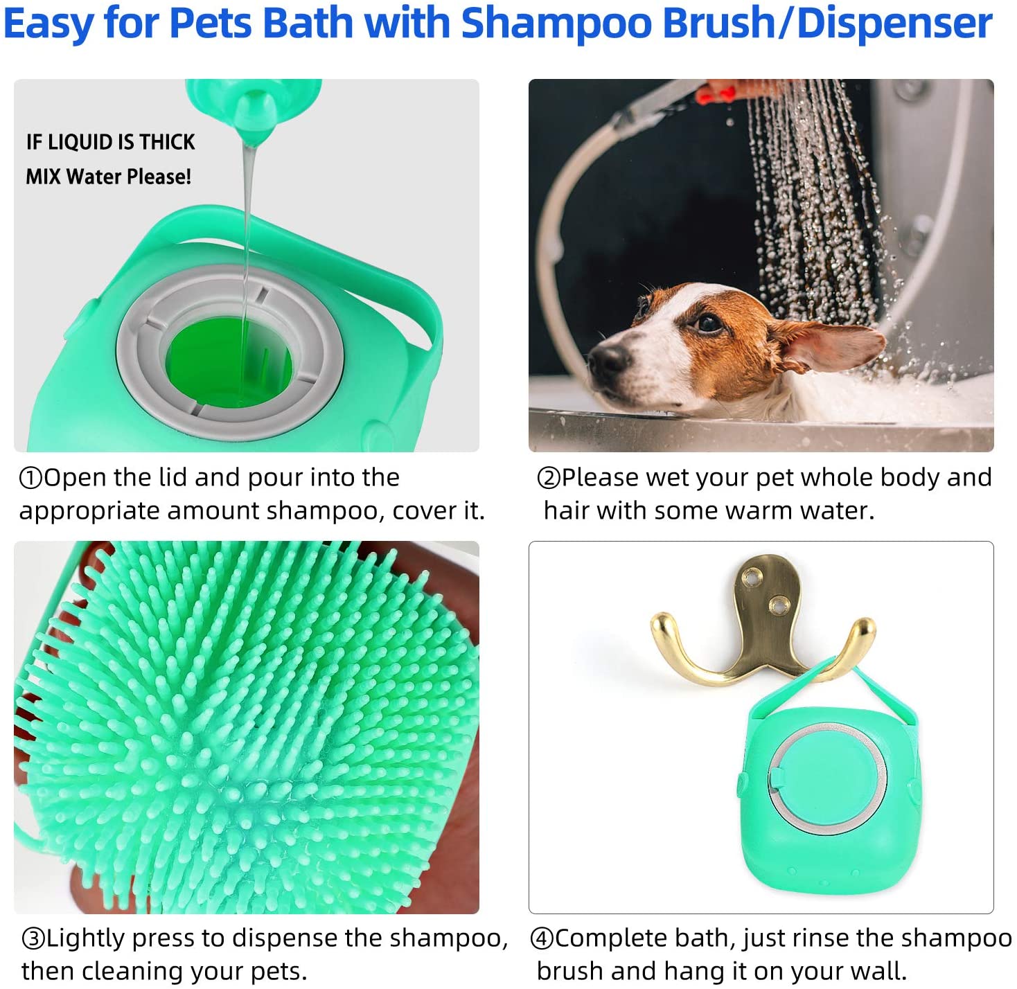Soft Silicone Bath Massage Grooming Shower Brush Pet Scrubber