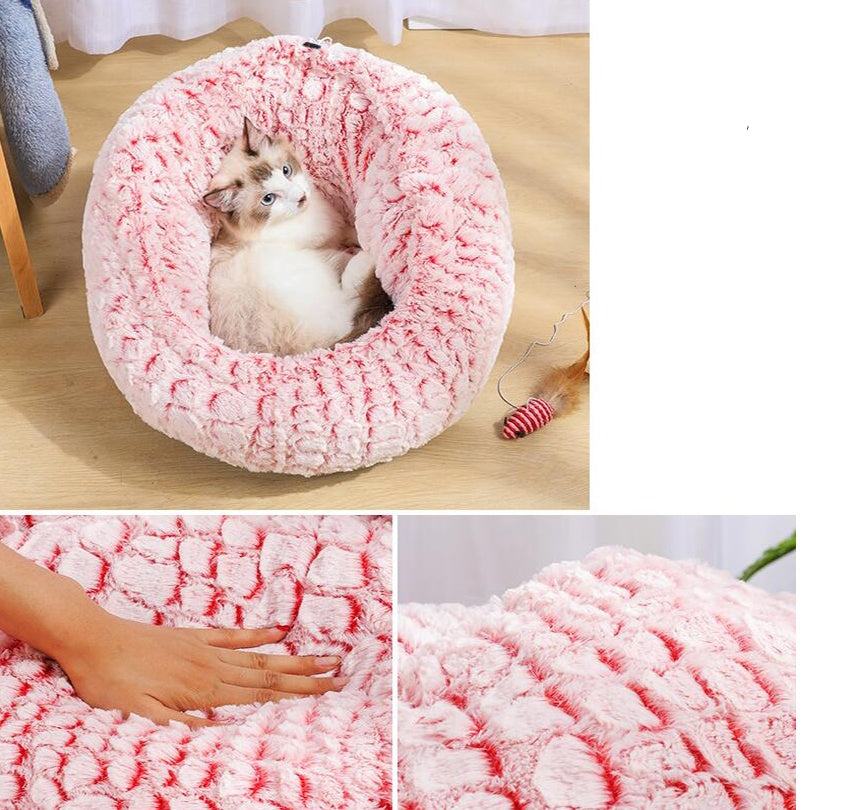 Soft Non Slip Plush Round Pet Sleeping Nest Cushion
