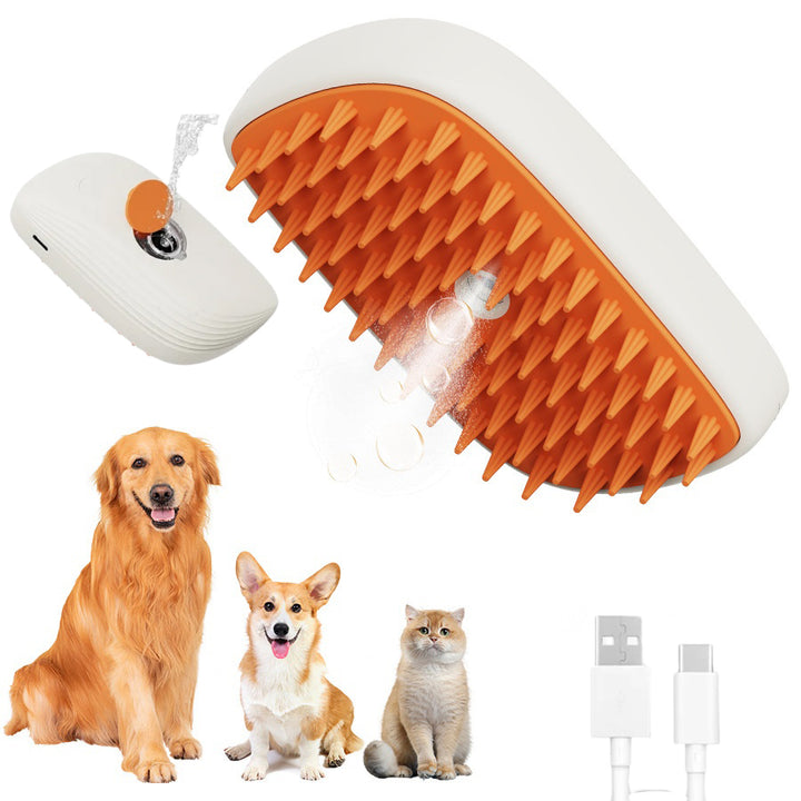 USB Rechargeable Steam Spray Massage Grooming Pet Comb