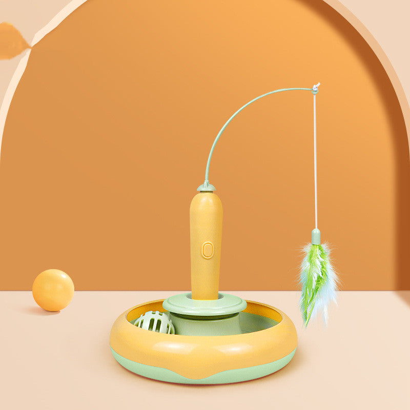 2 In 1 Pet Turntable Feather Interactive Toy