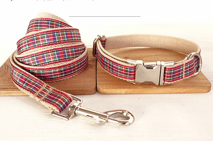 Red Plaid Pet Leash Rope