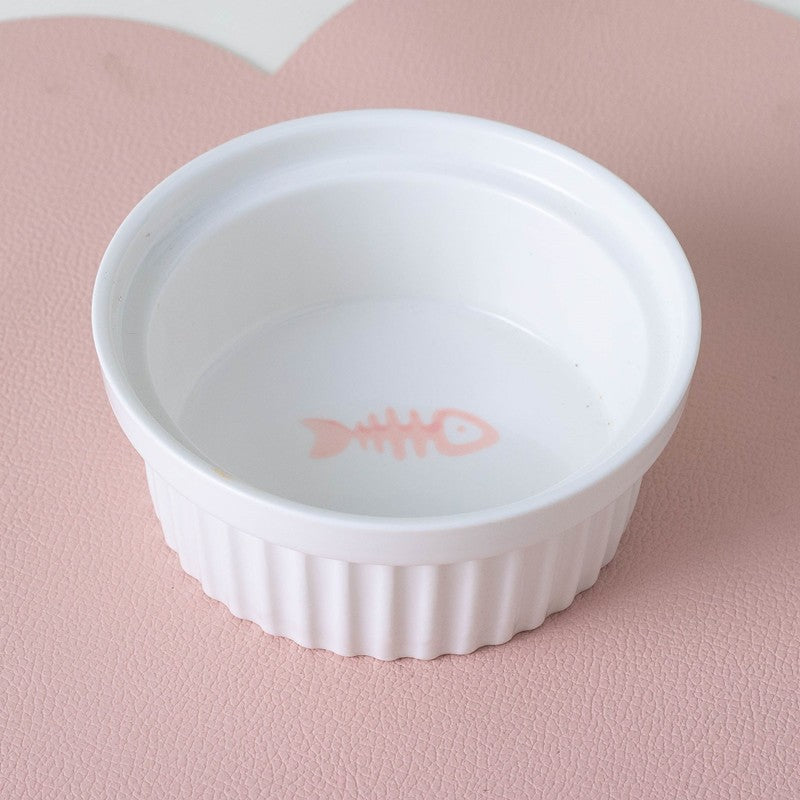 Tall Diagonal Ceramic Double Pet Food And Water Bowl