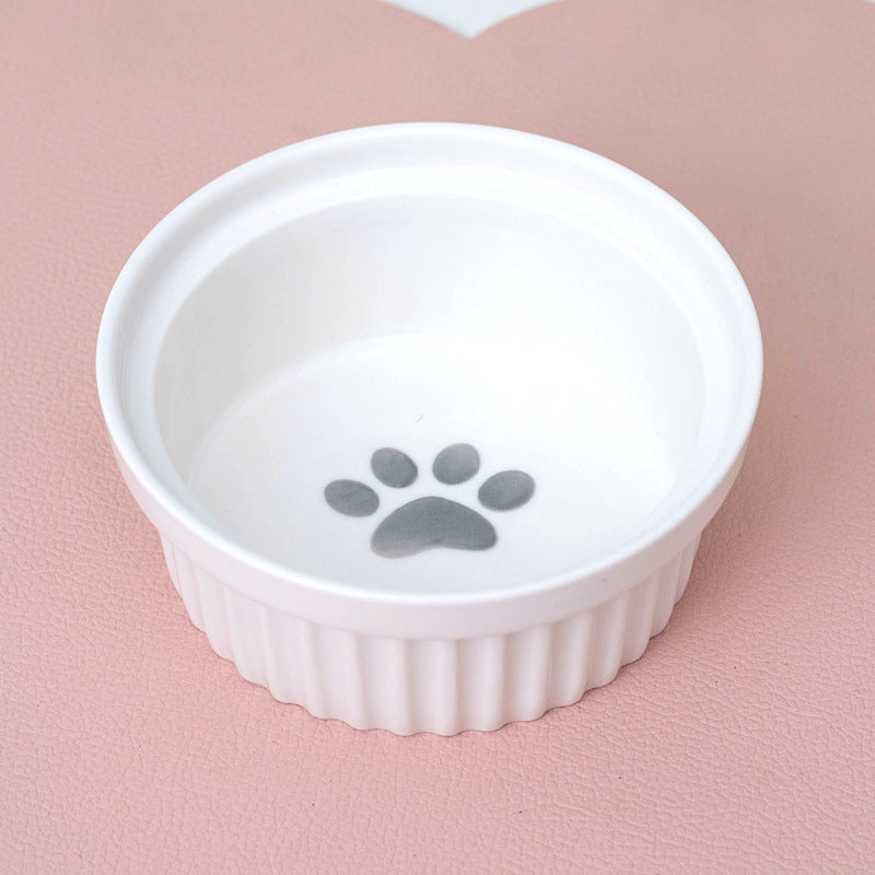 Tall Diagonal Ceramic Double Pet Food And Water Bowl