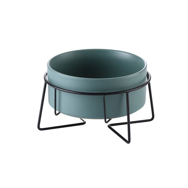 Metal Frame Ceramic Pet Feeding Bowl