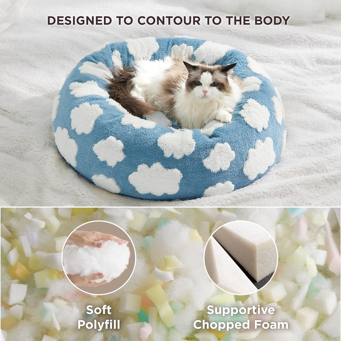 Round Plush Calming Pet Bed With Anti Slip Bottom