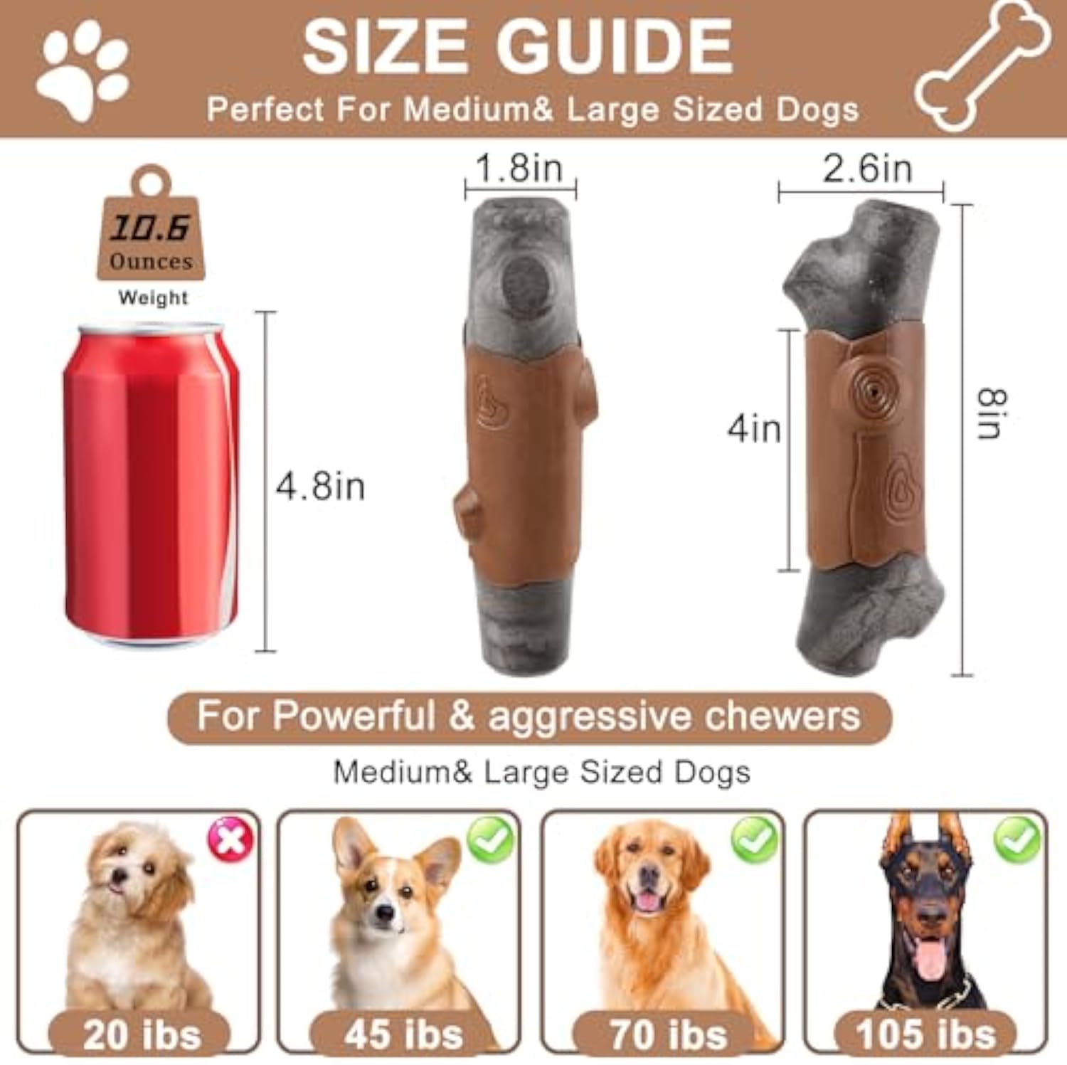 Tough Durable Chew Toy For Aggressive Chewers Large Breed Pets Bacon Flavor