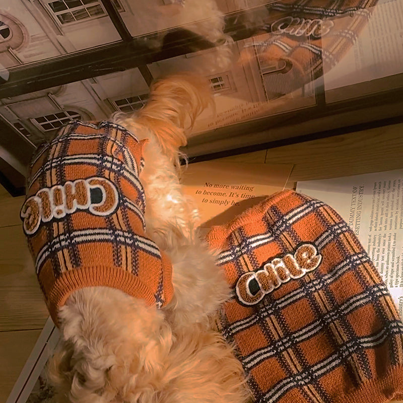 Vintage Plaid Fashion Pet Sweater Clothes
