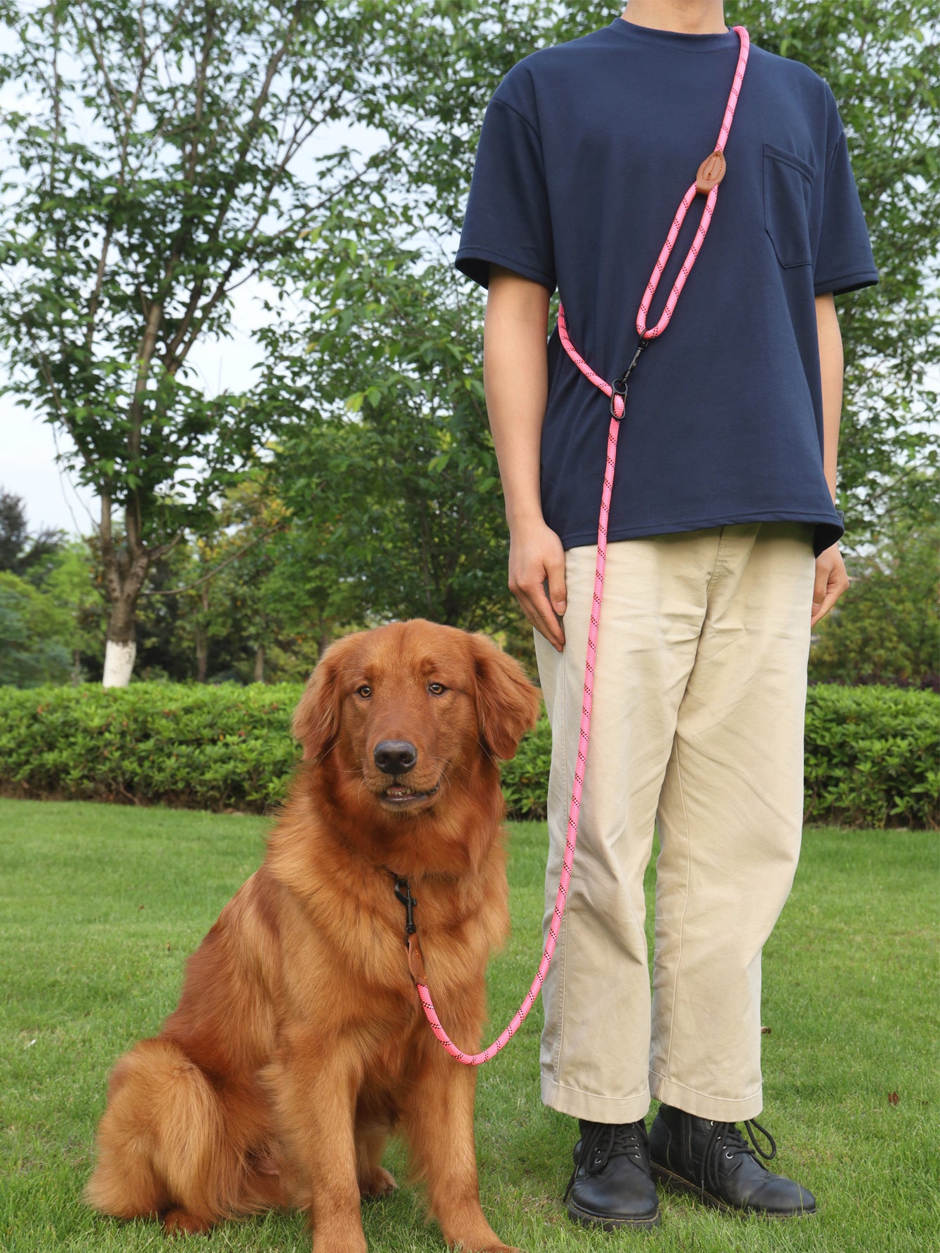 Pet Adjustable Reflective Handheld Rope Leash Multifunctional Harness