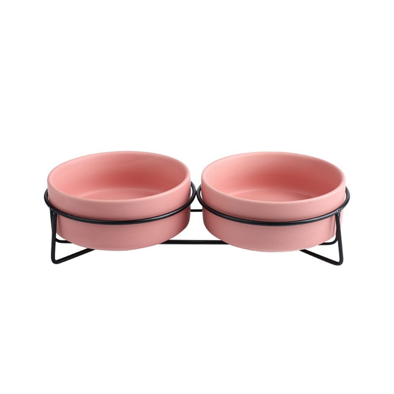 Metal Frame Ceramic Pet Feeding Bowl