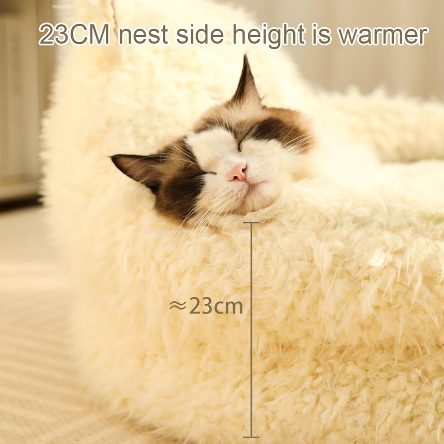 Alpaca Style Calming Pet Bed With Plush Pad And Raised Edges