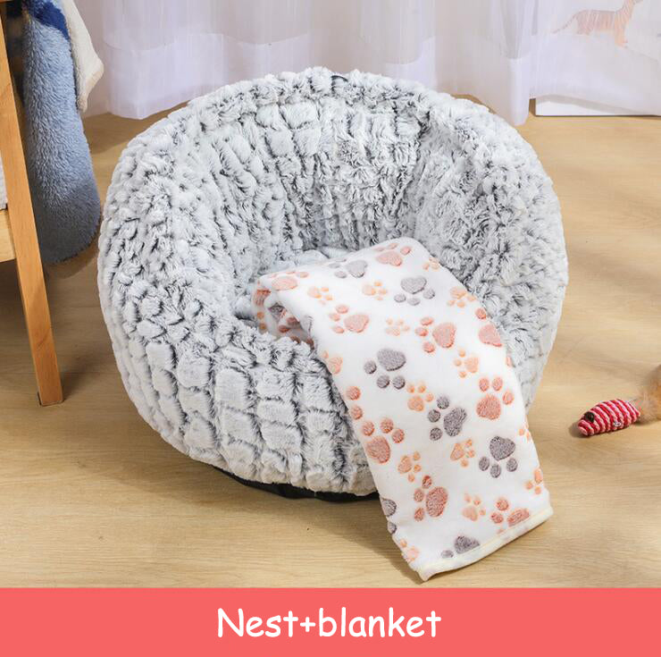 Soft Non Slip Plush Round Pet Sleeping Nest Cushion