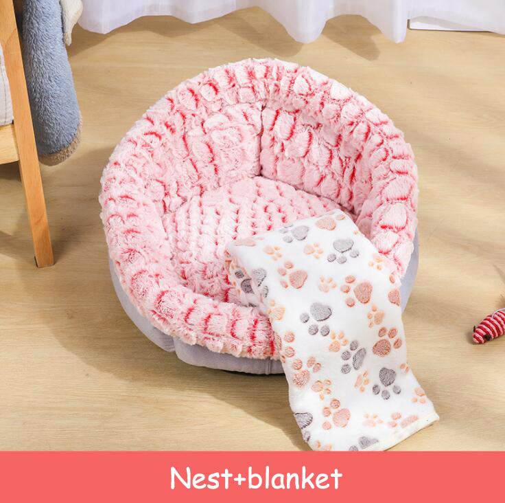 Soft Non Slip Plush Round Pet Sleeping Nest Cushion