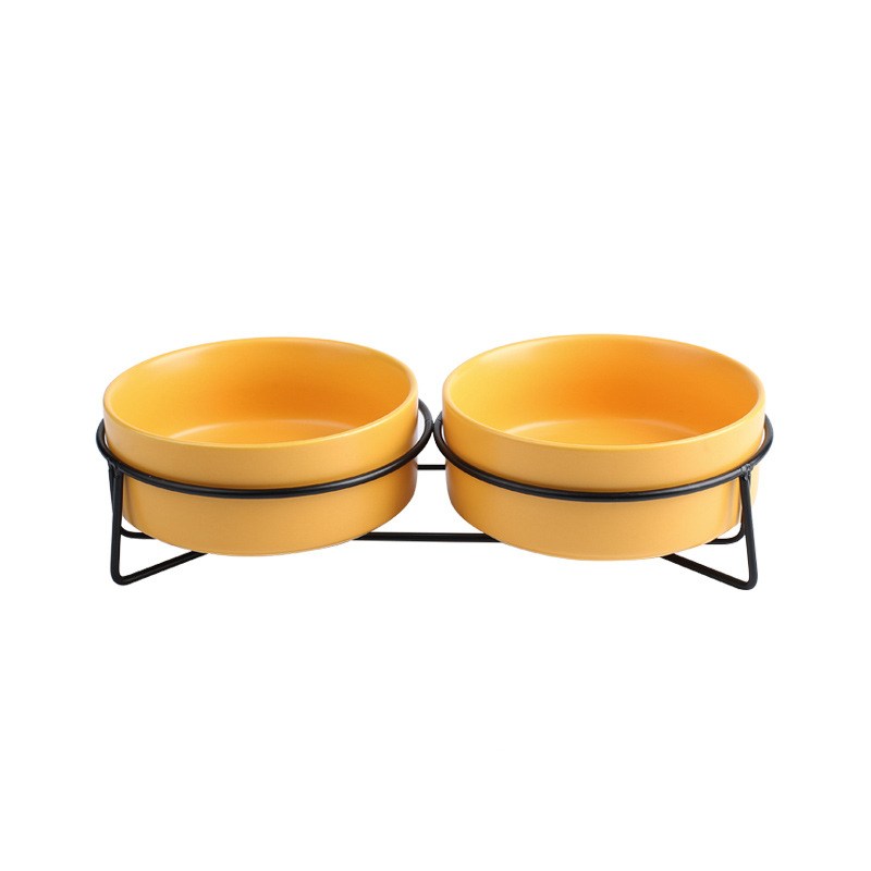 Metal Frame Ceramic Pet Feeding Bowl