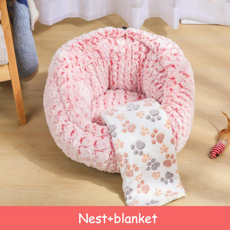 Soft Non Slip Plush Round Pet Sleeping Nest Cushion
