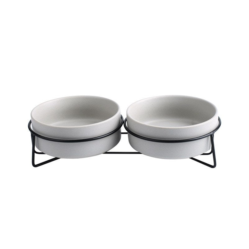 Metal Frame Ceramic Pet Feeding Bowl