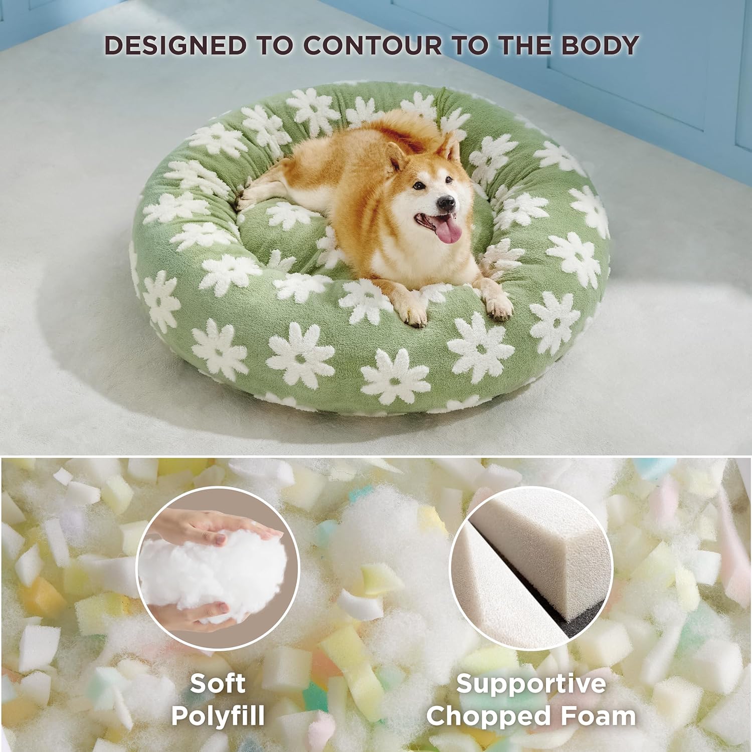Round Plush Calming Pet Bed With Anti Slip Bottom