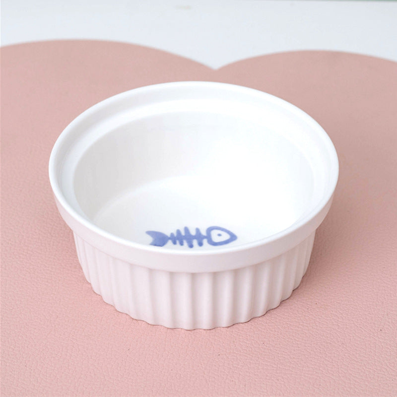 Tall Diagonal Ceramic Double Pet Food And Water Bowl