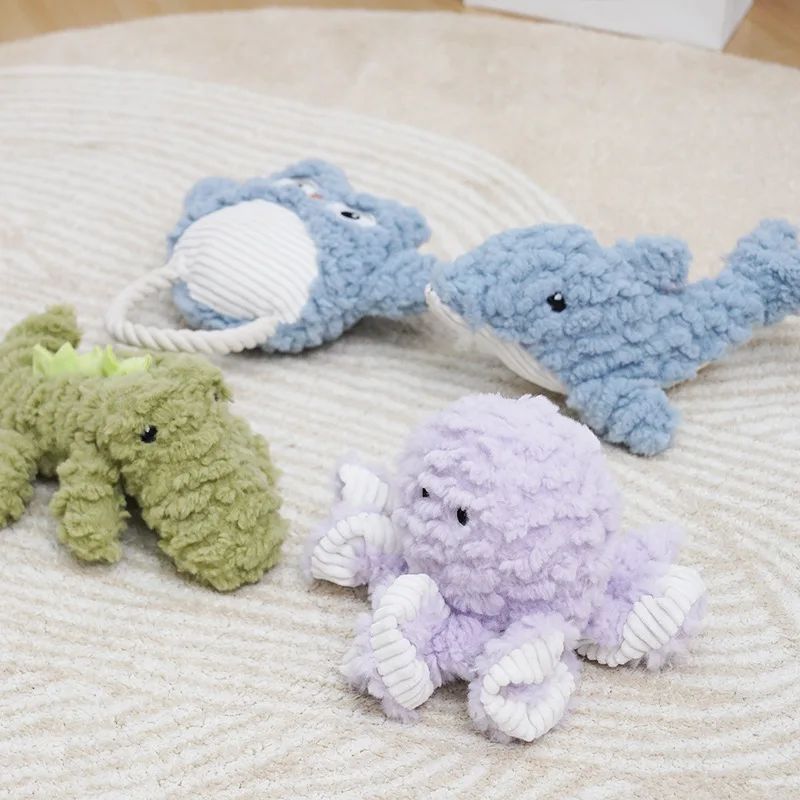 Plush Squeaky Animal Shape Bite Resistant Pet Toy For Training And Play