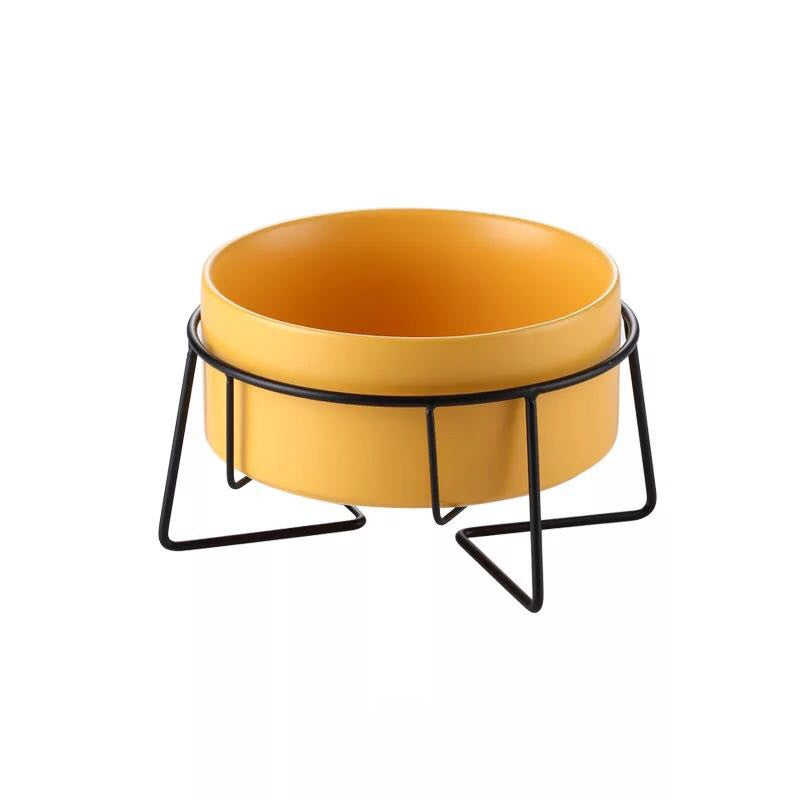 Metal Frame Ceramic Pet Feeding Bowl