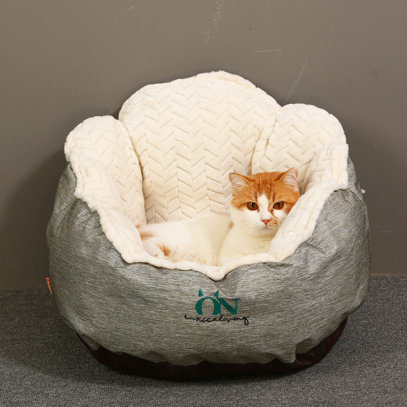 Thick Petal Style Autumn Winter Pet Sleeping Nest