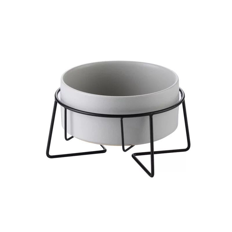 Metal Frame Ceramic Pet Feeding Bowl