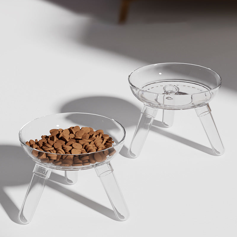 Transparent Glass Anti Knock Pet Feeding And Water Bowl