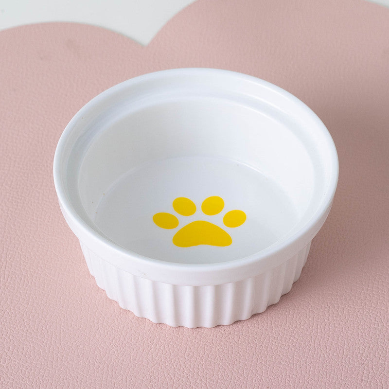 Tall Diagonal Ceramic Double Pet Food And Water Bowl