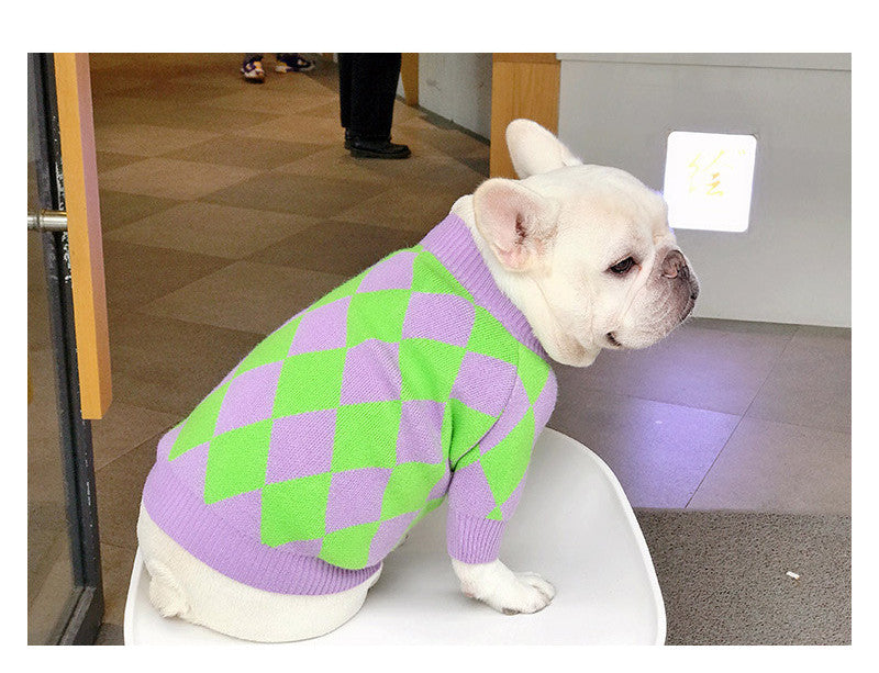 Trendy Plaid Fashion Pet Sweater Clothes