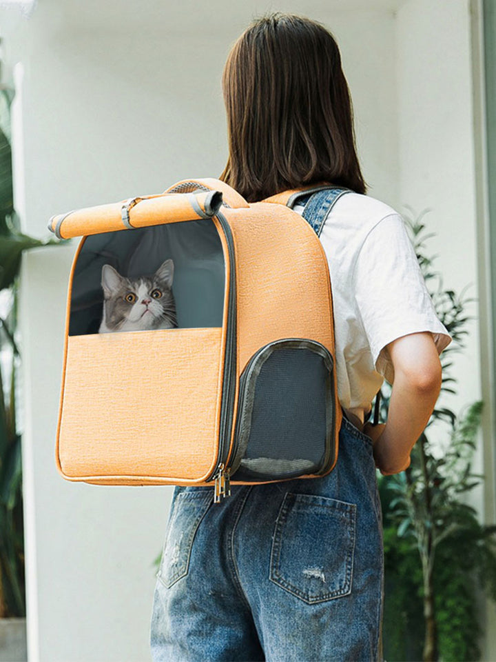 Portable Large Capacity Canvas Pet Backpack Outdoor Travel Bag