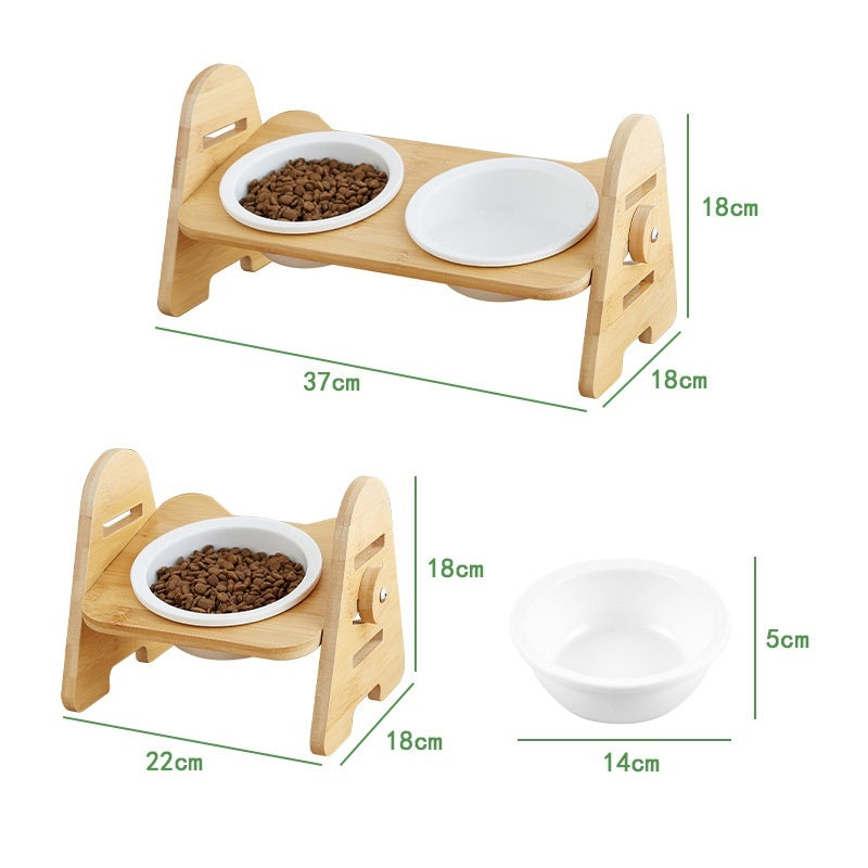 Oblique Mouth Cervical Protection Pet Drinking Bowl